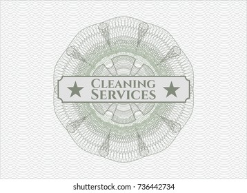 Green abstract linear rosette with text Cleaning Services inside