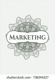 Green abstract linear rosette with text Marketing inside