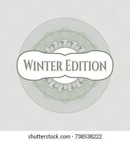 Green abstract linear rosette with text Winter Edition inside