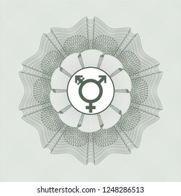 Green abstract linear rosette with transgender icon inside
