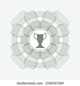 Green abstract linear rosette with trophy icon inside