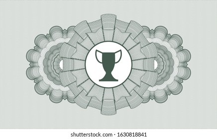 Green abstract linear rosette with trophy icon inside