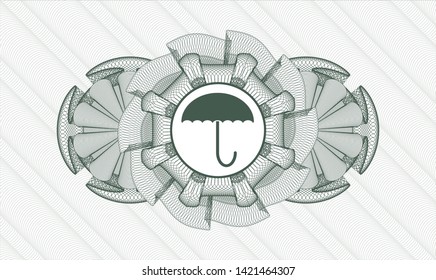Green abstract linear rosette with umbrella icon inside