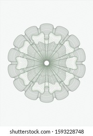 Green abstract linear rosette. Vector Illustration. Detailed.