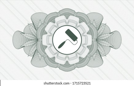 Green abstract linear rosette. Vector Illustration. Detailed with roller brush icon inside