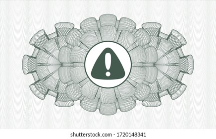 Green abstract linear rosette. Vector Illustration. Detailed with warning icon inside
