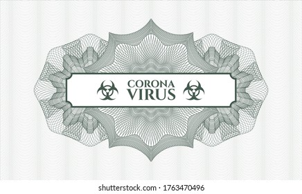 Green abstract linear rosette. Vector Illustration. Detailed with text Coronavirus inside