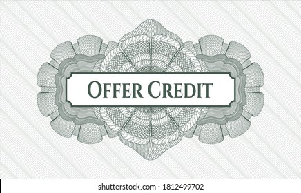 Green abstract linear rosette. Vector Illustration. Detailed with text Offer Credit inside