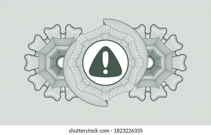 Green abstract linear rosette. Vector Illustration. Detailed with warning icon inside