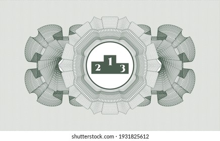 Green abstract linear rosette. Vector Illustration. Detailed with podium icon inside
