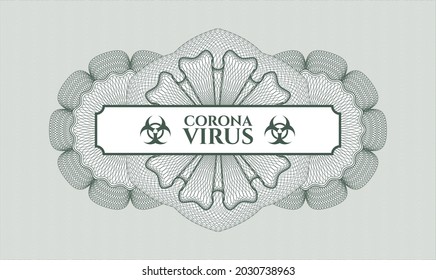 Green abstract linear rosette. Vector Illustration. Detailed with text Coronavirus inside