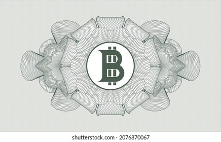 Green abstract linear rosette. Vector Illustration. Detailed with bitcoin icon inside