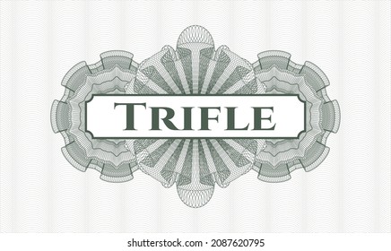 Green abstract linear rosette. Vector Illustration. Detailed with text Trifle inside