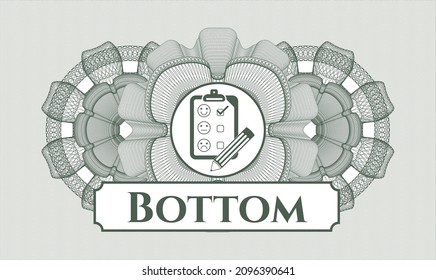 Green abstract linear rosette. Vector Illustration. Detailed with customer feedback icon and Bottom text inside