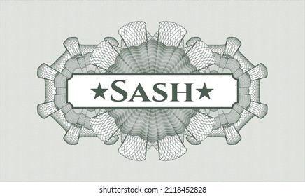 Green Abstract Linear Rosette. Vector Illustration. Detailed With Text Sash Inside