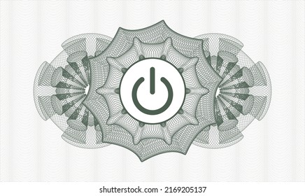 Green abstract linear rosette. Vector Illustration. Detailed with power icon inside