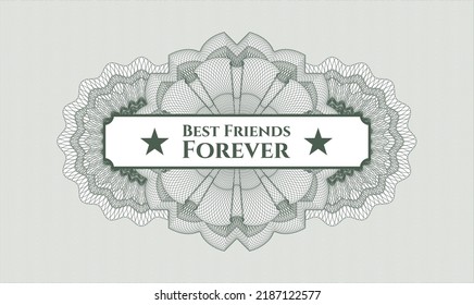 Green abstract linear rosette. Vector Illustration. Detailed with text Best Friends Forever inside