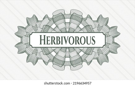 Green abstract linear rosette. Vector Illustration. Detailed with text Herbivorous inside