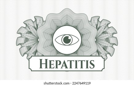 Green abstract linear rosette. Vector Illustration. Detailed with eye icon and Hepatitis text inside