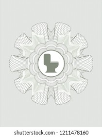 Green abstract linear rosette with WC toilet icon inside