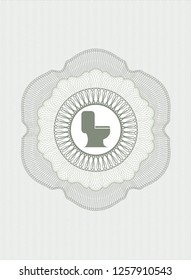 Green abstract linear rosette with WC toilet icon inside