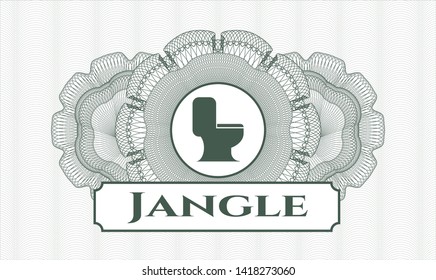 Green abstract linear rosette with WC toilet icon and Jangle text inside