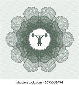 Rosette lineal abstracto verde con icono de la chica levantadora de pesas dentro