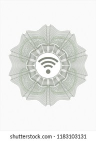 Green abstract linear rosette with wifi signal icon inside