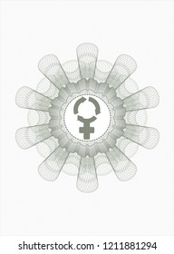 Green abstract linear rosette with women cycle icon inside