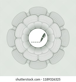 Green abstract linear rosette with writer icon inside