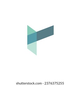 Logo abstracto verde con estilo origami como papel