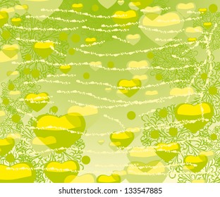 green abstract love background. Vector art