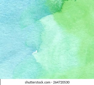 Green abstract macro watercolor hand drawn paper texture. Wet brush painted smudges and stains background. Artistic nature oil background. Decorative design card for banner, print, decor, template