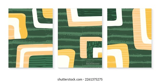 Green abstract map pattern vector illustration. Eco farm field background. Agriculture patchwork poster. Organic farmland card, motley landscape, countryside aerial view. Set of ecology postcard