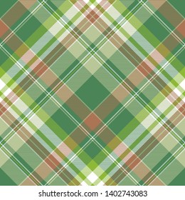 Green abstract modern plaid seamless pattern. Flat design. Vector illustration.