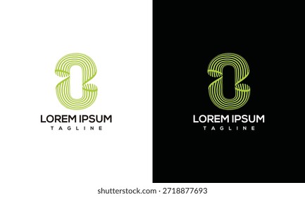 Design de logotipo verde número 0 abstrato, forma geométrica moderna.