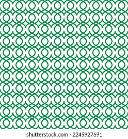 Green abstract ogee pattern on white background. Interlocking green ogee pattern on white backdrop. Traditional oriental art. Beautiful colored-wavy pattern.