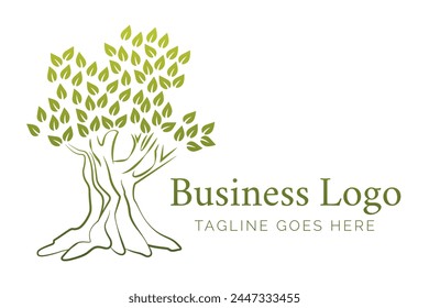 Green Abstract Olive Tree Logo