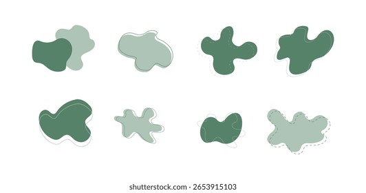 Green Abstract organic blob shapes element