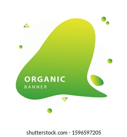 Green abstract organic form. Flowing liquid element, flux shapes, wavy fluid lines. Template for posters, flyers, banners. Vector illustration