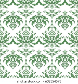Green abstract ornament, vector seamless pattern of abstract decorative elements.