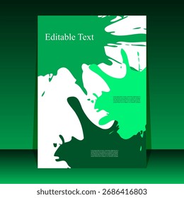 Green Abstract Paint Splash Flyer with Editable Text on Gradient Background. A vibrant and artistic flyer design featuring bold, organic paint splash shapes in green and white tones.