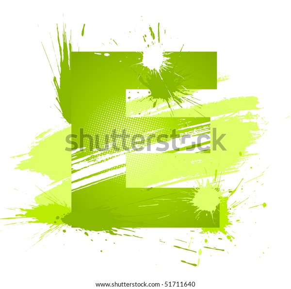 Green Abstract Paint Splashes Font Letter Stock Vector (Royalty Free ...