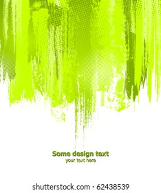 Green abstract paint splashes illustration. Vector background with place for your text.