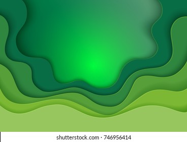 Green abstract paper carve template background.For book cover or annual report template A4 size concept design.Vector illustration.