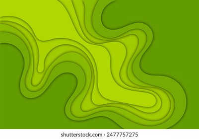 Green abstract paper cut background. Paper art style design concept. Vector illustration. Eps10
