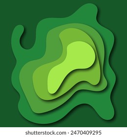 Green abstract paper wave layer carving background.Paper art style of nature concept cover design for business flyers template,book covers and material design.Vector illustration.