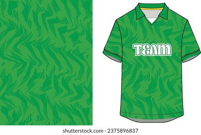 green abstract pattern jersey, 2d mockup front view, sportwear background, football, volleyball, futsal, jersey