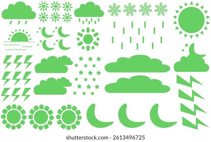 Green abstract pattern weather vector editable
Vector background pattern weather clouds, sun, lightning, rain, snow