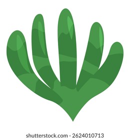 Green abstract plant growing with five leaves, simple nature illustration
